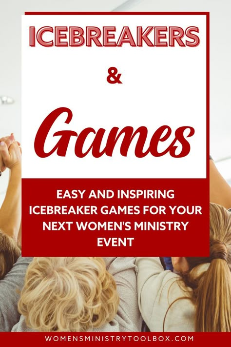 Looking for EASY and INSPIRING icebreaker games for your next women's ministry event? Tap to check out my favorite icebreaker games! Conference Games For Adults, Ice Breakers For Ladies Ministry, Women’s Ice Breaker Games, Women Retreat Games, Group Ice Breakers For Women, Games For Ladies Night Small Groups, I’ve Breakers For Women, Mixer Games For Women, Women’s Bible Study Ice Breakers