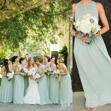 Wedding Mint Green, Mrs Hudson, Sage Wedding, Mint Wedding, Green Bridesmaid, Bridesmaid Style, Bridesmaids And Groomsmen, Bridesmaid Flowers, Dress Bridesmaid