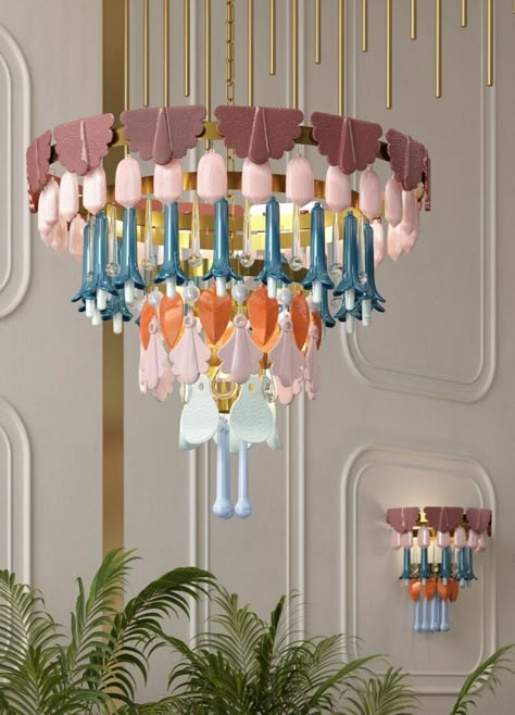 Seasons Chandelier 70 cm. Fall (US) Coloured Chandelier, Cool Chandeliers, Decorative Ceiling Lights, Furniture Details Design, Floral Room, Diy Chandelier, Chandelier Bedroom, Dream Design, Lighting Inspiration