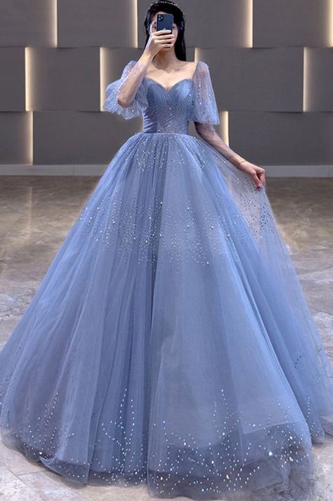 ً (@archivedlooks) / Twitter A Line Formal Dress, डिजाइनर कपड़े, Long Ball Gown, Blue Ball Gown, Prom Dress Pictures, Ball Gown Dress, Blue Tulle, A Line Prom Dresses, Ball Gown Dresses