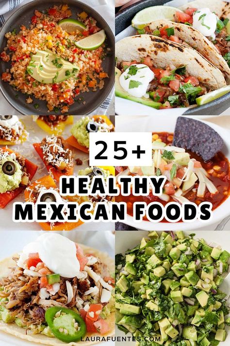 When you crave Mexican food for dinner, these healthy and easy recipes are the thing to make! Clean Eating Mexican Food, Healthy Mexican Dinner Recipes Low Carb, Mexican Recipes For Diabetics, Bariatric Mexican Food, Low Cholesterol Mexican Recipes, Healthy Hispanic Meals, Low Cal Mexican Recipes, Mexican Food For Diabetics, Healthy Mexican Recipes Clean Eating