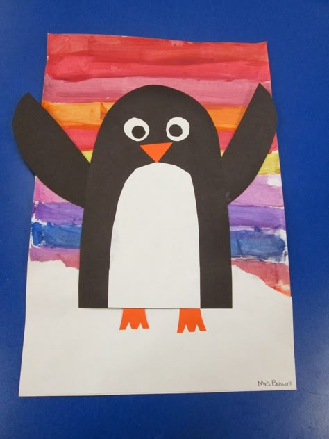 Adventures in Third Grade: Colorful Penguin Art January Preschool Themes, Winter Kindergarten Activities, Third Grade Art, Winter Art Lesson, Penguin Craft, Fall Preschool Activities, Preschool Winter, Pole Nord, Fall Arts And Crafts