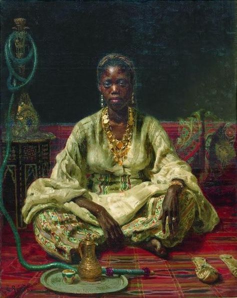 A moorish woman in Europe Ilya Repin, Oil Painting Woman, Afrikaanse Kunst, Russian Painting, Black Art Painting, Afrocentric Art, Pierre Auguste Renoir, Oil Painting Reproductions, Russian Artists