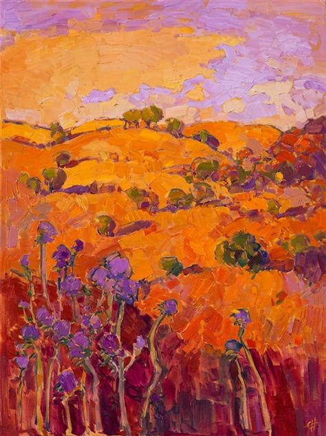 Vibrant Landscape Paintings Use the Color Orange to Capture the Warm Glow of the American West - My Modern Met Expressionist Landscape, Erin Hanson, Contemporary Impressionism, Orange Painting, Modern Impressionism, Orange Paint, Impressionism Art, Orange Art, Western Art