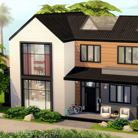 Michaela Sims | Sims 4 Builder ✨🇨🇿 on Instagram: "Family Modern Farmhouse 🌳 A spacious home for a family of 5 sims with a quite big backyard! Apart from the master bedroom, there is one infant room, one toddler room and one kid room. Plus an office for the parents downstairs! 🌳 San Sequoia 🌳 30x20 🌳 $94,625 🌳 Origin ID: michaelasimsyt 🌳 Speed build on my YT channel, link in bio ✦ EP: Growing Together, Island Living, Seasons, Cats and Dogs, City Living, Get to Work ✦ GP: Dream Home Decora Sims 4 Family House, Sims 4 Exterior, Sims 4 Modern House, Living Room Sims 4, Sims 4 City Living, The Sims 4 Lots, Modern Family House, Sims 4 Speed Build, Family Backyard