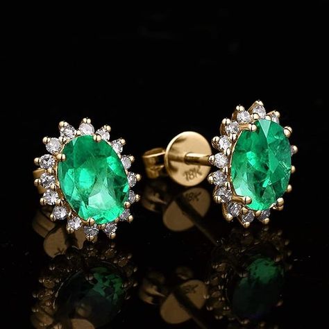 AMDXD 18 carat yellow gold earrings for women, 3.5 ct emerald flowers, oval shape, women's earrings, women's earrings, gold, 18ct yellow gold, Emerald https://amzn.to/4d4Dy29 💎✨ AMDXD Women's 18K Yellow Gold Earrings with Emeralds - Unleash the Essence of Elegance and Luxury! ✨💎 🕰️ Sophisticated Design: Discover the AMDXD Women's 18K Yellow Gold Earrings, featuring stunning 3.5 ct emeralds in a floral oval shape. These earrings are the ultimate statement of sophistication and timeless eleganc... Emerald Flowers, Gold Emerald Earrings, Extraordinary Jewelry, Gold Earrings For Women, Yellow Gold Earrings, Emerald Earrings, Yellow Gold Earring, Luxury Style, Stylish Jewelry