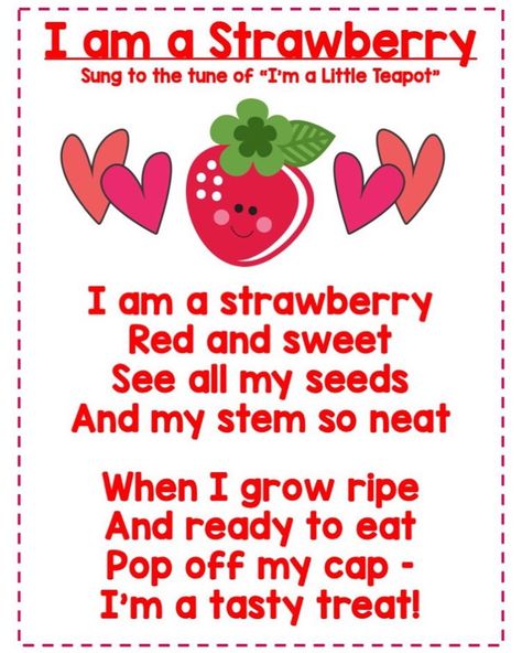 📚🍎Ms. Rowe✏️💙 on Instagram: “Some fruit songs & poems to learn with today’s fruit themed Distance Learning Activities! 🍓🍌🍉” Fruit Week Preschool, Healthy Food Songs For Preschool, Strawberry Learning Activities, Fruit Themed Preschool Activities, Songs About Fruits And Vegetables, Food Songs For Toddlers, Picnic Songs For Toddlers, Vegetable Songs Preschool, Food Songs For Preschool