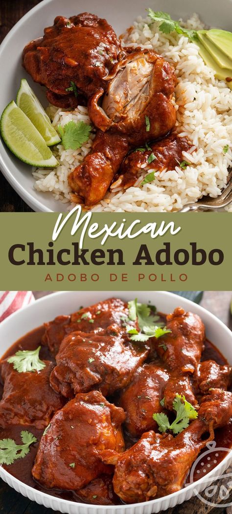 Adobo Recipe, Chicken Adobo, Mexican Chicken Recipes, Lemon Blossoms, Mexican Dinner, Adobo Chicken, Adobo Sauce, Hispanic Food, Mexican Chicken