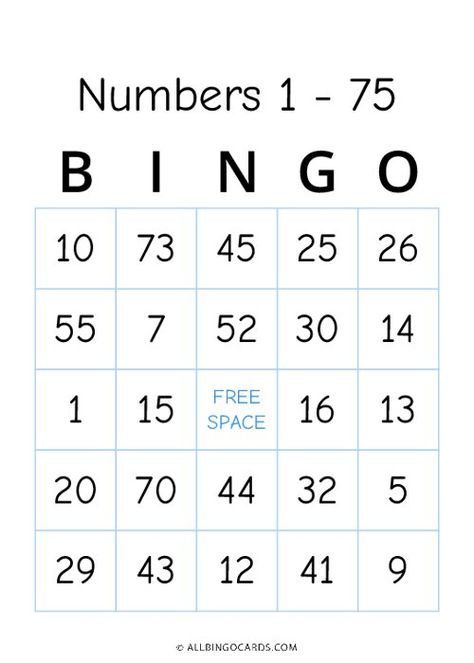 1 - 75 number bingo game cards Number Bingo, 75 Number, Free Printable Bingo Cards, Bingo Card Template, Space Words, Free Printable Templates, Bingo Cards Printable, Word Fonts, Bingo Card