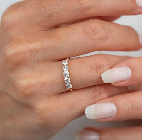 Moissanite Anniversary Band, Simple Classic Wedding, Yellow Gold Anniversary Rings, Stone Stacking, Dainty Jewellery, Diamond Rings With Price, Stacked Wedding Rings, Gold Anniversary Rings, Ring Proposal