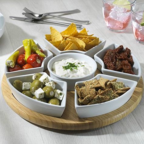 And some sort of Lazy Susan, which I've been wanting for a while, but just recently started looking. Again, this is concept, not necessarily specific, but something like this would be a good investment, because I'd use it a lot outside of the holidays. Favorite Dips, Snacks Dishes, Snack Bowl, Chip Dip, Snack Bowls, Savory Snacks, Lazy Susan, Ceramic Dishes, Serving Platter