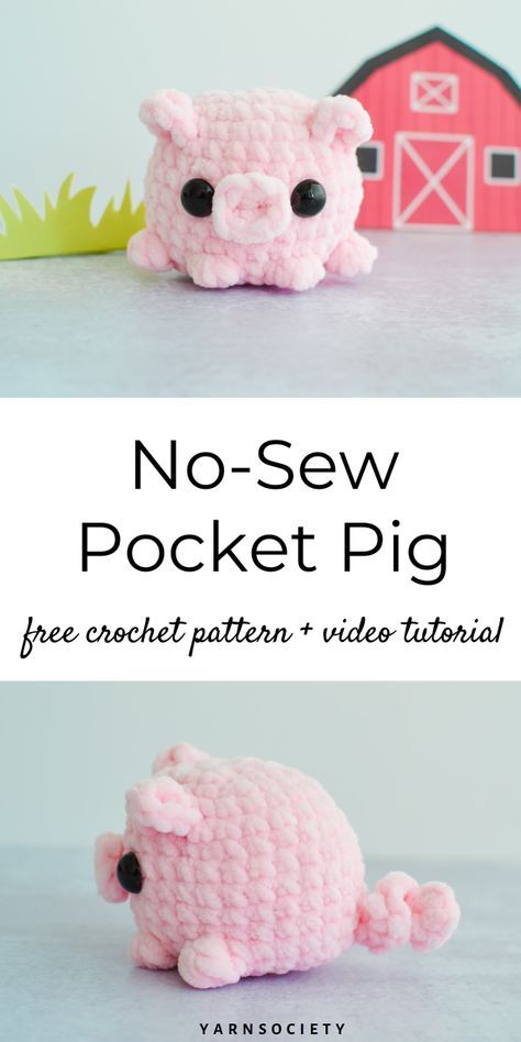 This pink nosed piggy is a super quick crochet project featuring a no-sew design. Full crochet along tutorial included. Easy Pig Crochet Pattern, What Is The Easiest Thing To Crochet, Crochet Ideas And Patterns, Really Quick Crochet Projects, Mushy Pop Crochet Pattern Free, Beginner Crochet Projects Amigurumi, Pocket Animals Crochet, Crochet Projects With Red Yarn, Quick Yarn Crafts