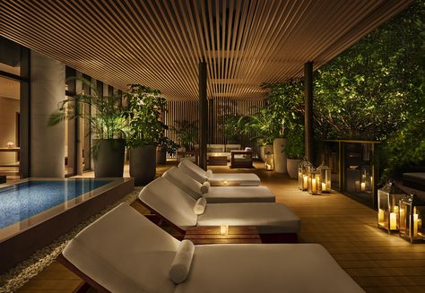 Luxury Spa Design, Spa Luxe, Indoor Spa, Spa Lounge, Edition Hotel, Hotel Lobby Design, Spa Interior Design, Natural Spa, Indoor Pools