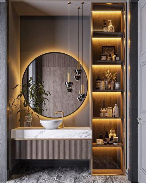 Bathroom Ideas Modern Luxury, Beautiful Small Bathroom Designs, Best Bathroom Paint Colors, Beautiful Small Bathrooms, Contemporary Bathroom Lighting, Modern Bathroom Tile, Design Your Bedroom, Washbasin Design, Washroom Design