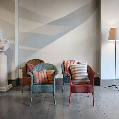 1950's Blue Lloyd Loom Chair | Howe London Lloyd Loom Chair, Lloyd Loom, Woven Chair, Gold Spray, Air Force Blue, Storage Mirror, The Maker, Red Paint, Table Seating