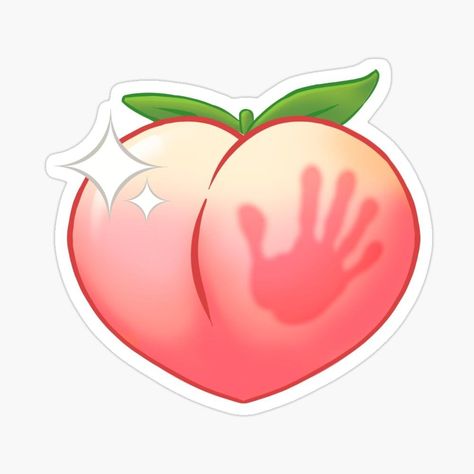 Handprint on Peach by ZhivanCrimson | Redbubble Peach Cartoon, Peach Emoji, Peach Sticker, Peach Tattoo, Weird Stickers, Cow Tattoo, Emoji Stickers Iphone, Adult Stickers, Funny Logo