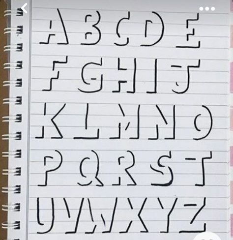 Hand Lettering Alphabet Fonts, Alfabet Font, Lettering Styles Alphabet, Lettering Guide, Bond Paper Design, Calligraphy For Beginners, Graffiti Alphabet, Hand Lettering Art, Hand Lettering Alphabet