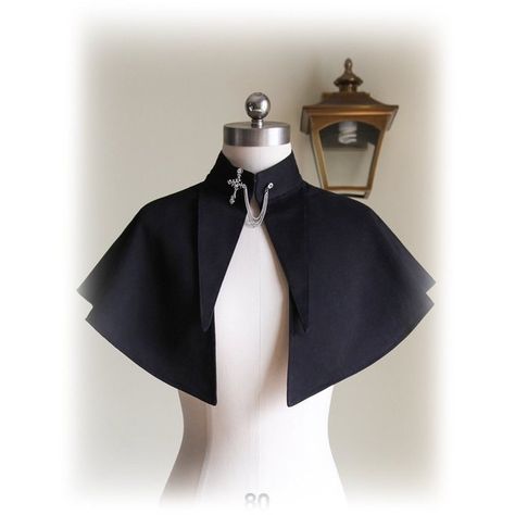 Elegant Gothic Lolita Stand Collar Cape ($60) ❤ liked on Polyvore featuring outerwear, gothic cape, white cape coat, white cape and cape coats Cape Reference, Half Cape, Side Cape, Gothic Cape, Goth Shorts, Modern Cape, Gothic Shorts, Fashion Show Themes, Cape Outfit