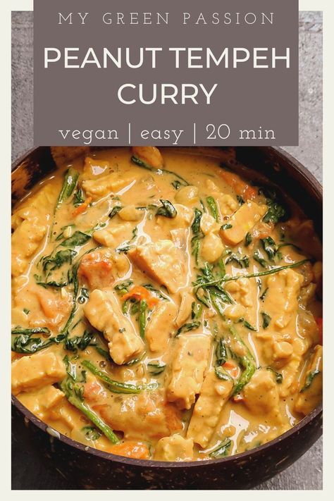 Tempeh Curry, Peanut Tempeh, Tempeh Recipes Vegan, Lazy Vegan, Tempeh Recipes, Vegetarian Main Dishes, Vegan Main Dishes, Vegan Meal, Tofu Recipes