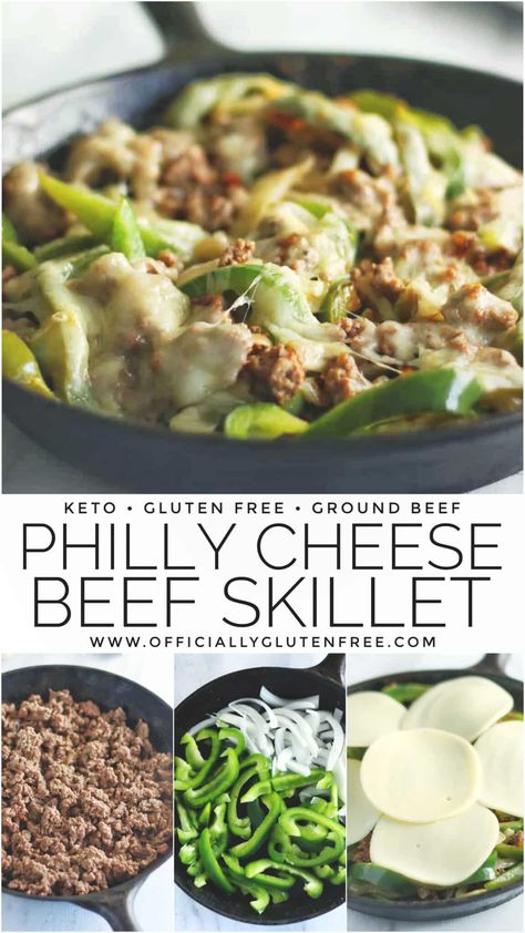 Philly Cheese Beef Skillet | Cheesesteak Style with Ground Beef Beef Skillet, Beef Ground, Philly Cheese, Lost 100 Pounds, Bariatric Recipes, Keto Recipes Dinner, Health Dinner Recipes, Beef Recipes For Dinner, Beef Dinner