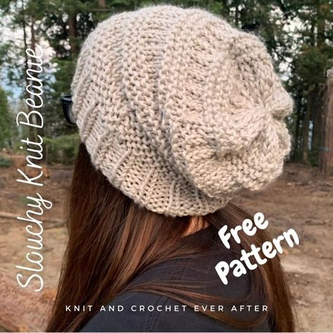 A Perfect Slouchy Beanie For Everyone - New Free Pattern And Video ~ Knit and Crochet Ever After Slouchy Beanie Crochet Pattern Free Slouch Hats, Slouch Hats Free Patterns, Bulky Hat Crochet Pattern Free, Knit Slouchy Hat Pattern Free Bulky Yarn, Beanie Crochet Pattern Free Women, Chunky Slouchy Crochet Hat Free Pattern, Loom Knit Hat Patterns Free Slouchy Beanie, Knit Hat Bulky Yarn Pattern, Womans Crochet Hat Pattern Free