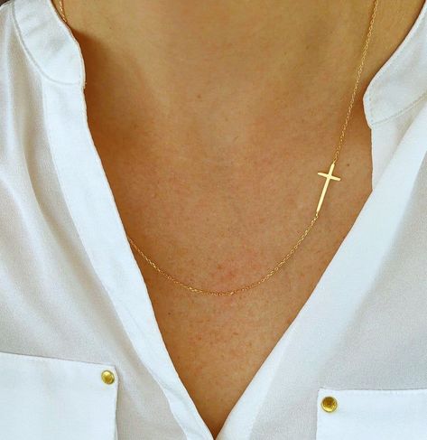 e1314fc026da60d837353d20aefaf054desc50604282ri Dainty Jewelry Necklace, Sideways Cross Necklace, Cross Necklace Sideways, Cross Necklace Women, Tarnished Jewelry, Gold Cross Necklace, Gold Cross, Gold Filled Jewelry, Dainty Necklace