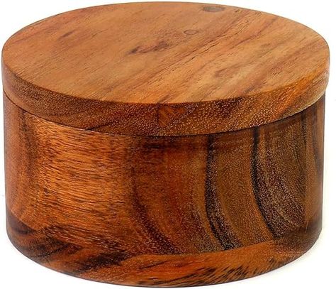 Amazon.com: Kaizen Casa Acacia Wood Salt or Spice Box with Swivel Cover perfect for keeping table salt, gourmet salts, herbs or favorite seasonings, close at hand on your countertop. : Home & Kitchen Salt Container, Herb Storage, Gourmet Salt, Casa Country, Wood Plugs, Salt Box, Table Salt, Spice Box, Spice Organization