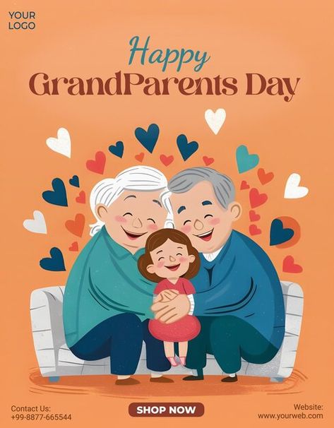 Vector happy grandparents day post banne... | Premium Vector #Freepik #vector Grandparents Day Poster, Grandparents Day Cards, Cards Poster, Happy Grandparents Day, Design For Social Media, Happy Onam, Logo Psd, Play Date, Technology Icon