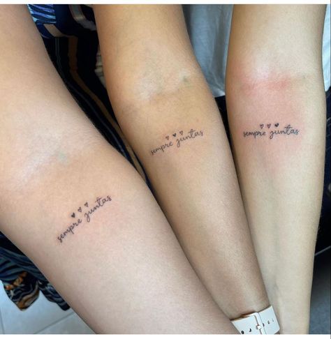 Sister Tats For 3, Meaningful Trio Tattoo Ideas, 3 People Matching Tattoos, Small Tattoos For Sisters, Group Of 3 Tattoos, Sister Tattoos For 3, Ink Tattoo Design, Red Tattoo Ideas, Small Sister Tattoos