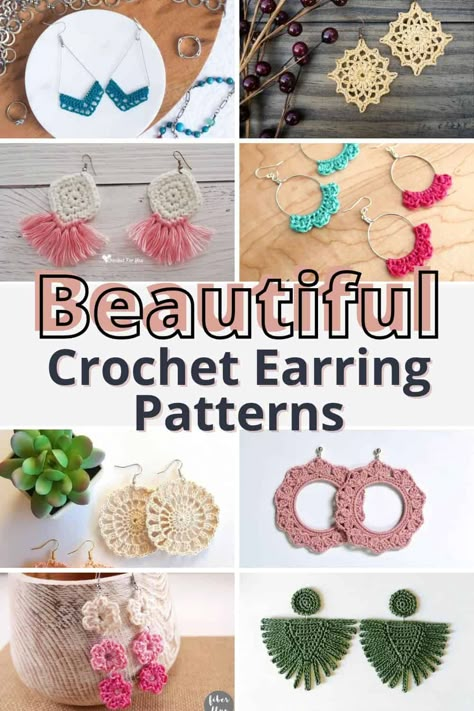 If you're looking for a gorgeous crochet earring pattern, you are sure to find it in this list of earring crochet patterns. There are all sorts of earrings included and you can make a set so quickly and update your jewelry. Don't miss these patterns. Free Crochet Earring Pattern, Diy Crochet Earrings Free Pattern, Crocheted Earrings Free Patterns, Thread Crochet Projects, Earring Crochet Pattern Free, Earrings Crochet Pattern Free, Quick Earrings To Make, How To Crochet Jewelry, Quick Crochet Patterns Amigurumi