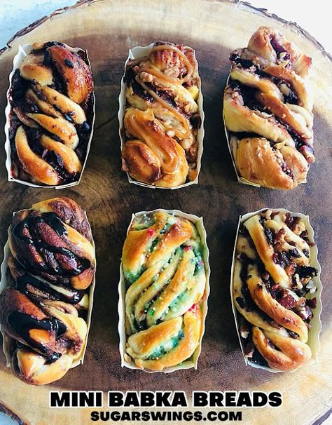 Sukkot Recipes Food, Mini Babka Loaves, Savoury Babka, Sourdough Babka Recipe, Poppyseed Babka, Babka Filling Ideas, Bread Ideas Creative, Fancy Bread Recipes, Easy Babka Recipe