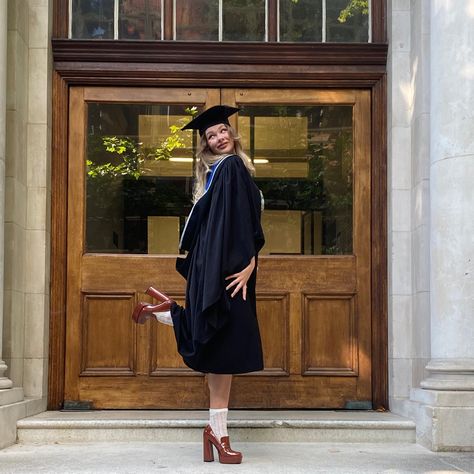 graduation outfit, graduation, platform heels, mary janes, brown shoes, brown heels Graduation Shoes Heels, Mary Jane Heels Outfit, Heels Graduation, Graduation Shoes, Graduation Gown, Casual College Outfits, Heels Outfits, Grad Pics, Graduation Outfit