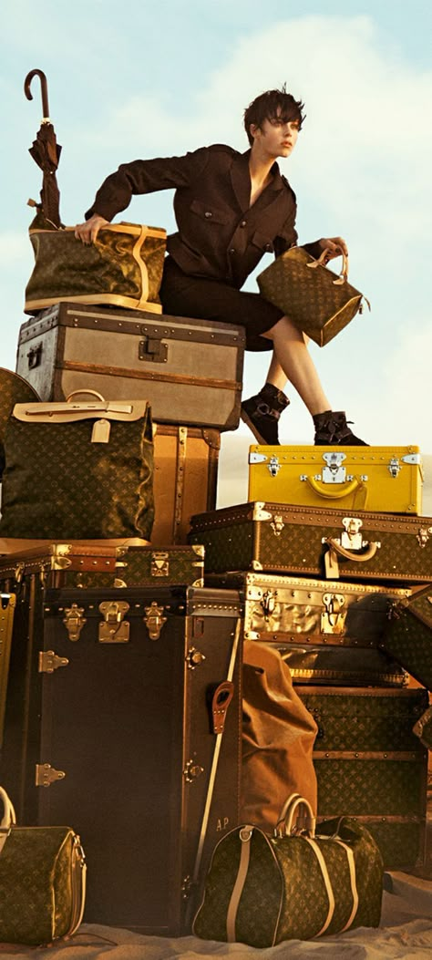 Louis Vuitton Bags - One tends to over pack sometimes  - Explore the World with Travel Nerd Nici, one Country at a Time. http://TravelNerdNici.com Louie Vuitton, Photo Star, Safari Chic, It Bag, Best Ads, Vintage Luggage, Jumping For Joy, Wish List, Suitcases