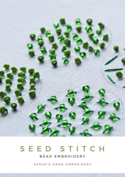 Sewing With Beads Hand Embroidery, How To Add Beads To Embroidery, Adding Beads To Embroidery, Stitching Beads On Fabric, How To Bead Fabric, Seed Bead Embroidery Tutorial, How To Bead On Fabric, How To Embroider Beads By Hand, Embroider With Beads