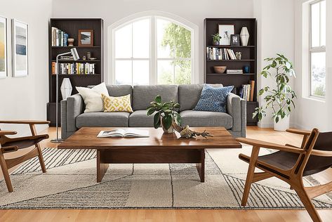 We love to mix and match different woods in the same room. See how to combine different wood furniture and finishes for a modern, intentional look. Leather Daybed, Wood Furniture Living Room, Chair Aesthetic, Furnitur Ruang Keluarga, Furniture Room, Custom Chair, Wood Tones, Dark And Light, Custom Sofa