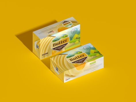 Free Brand Butter Block Packaging Mockup - Graphic Google - Tasty Graphic Designs CollectionGraphic Google – Tasty Graphic Designs Collection Butter Packaging Design, Butter Packaging, Dairy Packaging, Butter Block, Butter Brands, Graphic Design Collection, Cake Packaging, Box Mockup, Graphics Inspiration