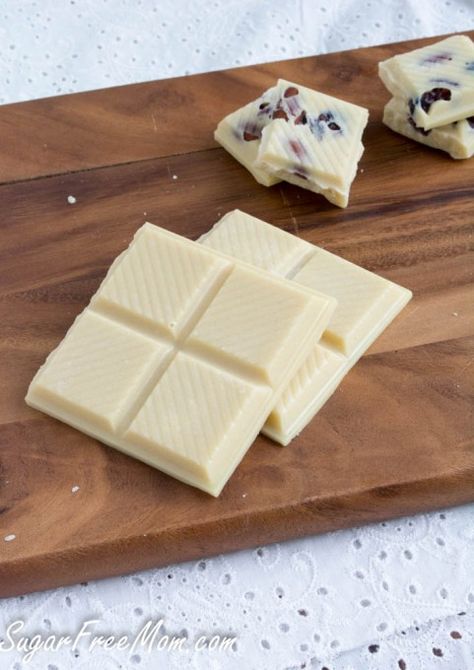 Sugar-Free White Chocolate Bars Lchf Snacks, White Chocolate Bars, Sugar Free White Chocolate, Low Carb Candy, White Chocolate Bar, Keto Candy, Sugar Free Candy, Thm Desserts, Sugar Recipes