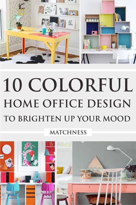 Whether you work from home every day or bring home your works, your home office becomes one of the rooms where you spend a lot of time. Therefore, the design of the room is an important thing to note in order to lift your spirits and encourage you to succeed. The easiest way to get it is to add bright colors both on the wall and the furniture used. #homeofficedesign #colorfulhomeofficedesign Home Office Decor Colorful, Bright Colored Office Space, Colorful Home Office Design, Home Office Colorful, Colorful Home Office Ideas, Modern Office Interior Design Creative, Bright Colorful Office, Bright Office Decor, Bright Office Colors