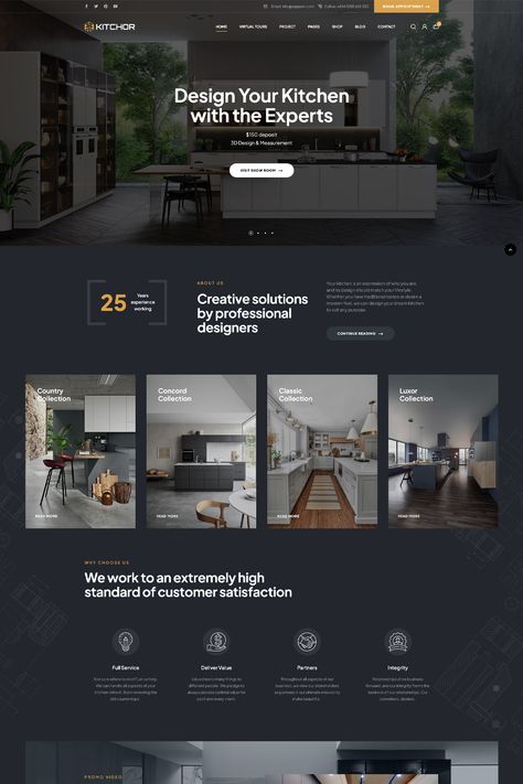 The "Kitchor" WordPress theme is a modern and stylish theme designed specifically for interior design and architecture websites. It offers a range of features and customization options to create a visually stunning and functional website for your interior design business. Plumbing Website Design, Minimalist Website Design Inspiration, Website About Us Page, Architect Website Design, Luxury Web Design, Architect Website, Webpage Design Layout, Architecture Websites, Interior Brochures