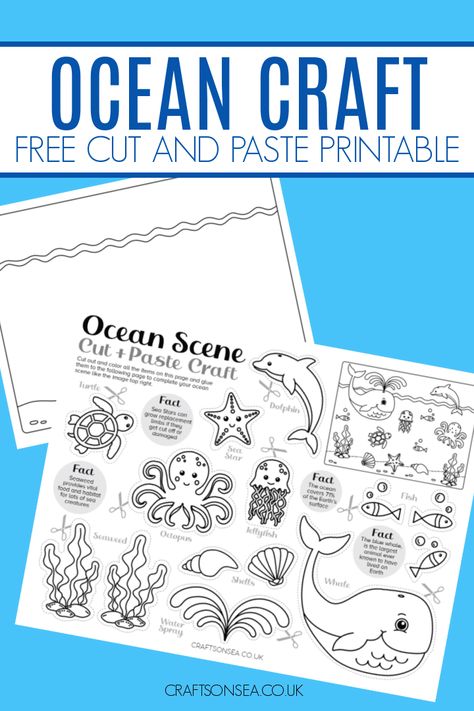 Printable Ocean Craft (FREE PDF) Ocean Habitat Craft, Ocean Printables Free Preschool, Ocean Biome Shoebox Project, Ocean Zones For Kids, Ocean Animal Coloring Pages Free, Ocean Life Crafts Preschool, Ocean Printables Free, Ocean Life Preschool, Ocean Art For Kids