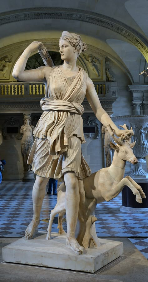 Hellenic Polytheism, Artemis Aesthetic, Artemis Goddess, Apollo And Artemis, Goddess Of The Hunt, Greek Goddesses, Greek Pantheon, Goddess Of The Moon, Greek Statues