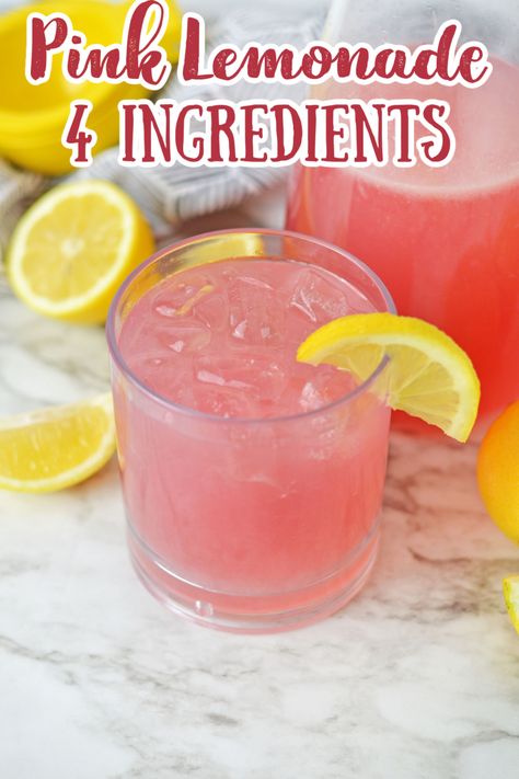 Vodka And Pink Lemonade Drinks, Pink Whitney Lemonade Recipes, Pink Lemonade Mixed Drink, Pink Lemonade Recipe Non Alcoholic, Drinks With Pink Lemonade, Pink Lemonade Shots, Pineapple Pink Lemonade Punch, Pink Lemonade Punch Recipe, Pink Lemonade With Strawberries