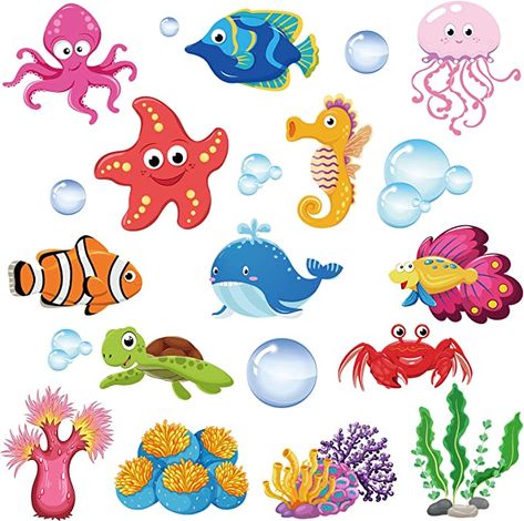 Ocean Theme Party Decorations, Fishing Party Decorations, Under The Sea Clipart, Ocean Friends, Ocean Theme Party, Animal Cutouts, Fishing Party, Classroom Decor Themes, Under The Sea Theme