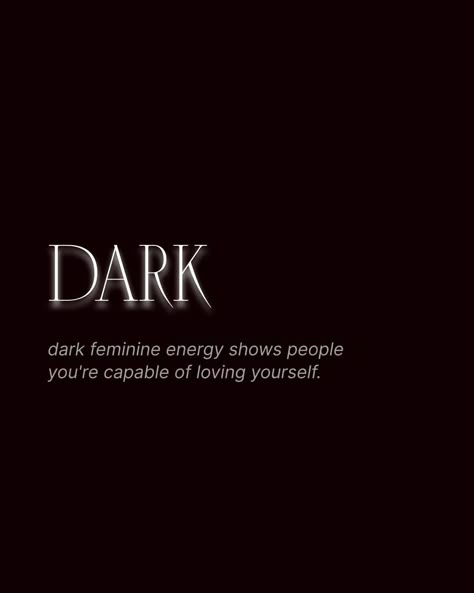 Dark feminine energy shows people you're capable of loving yourself. #elitemindset #empoweredwomenempowerwomen #iconicwomen #selfworthiseverything #darkfemininity #darkfeminineenergy #darkfeminineaesthetic #metaphysics #levelupyourlife #lifmood #darkluxury #identityshifting #selfconcept #highvaluewoman Divine Feminine Pictures, Dark Feminine Meaning, Devine Feminine Meaning, Dark Feminine Crystals, 2025 Vision Board Dark Aesthetic, That Girl Dark Aesthetic, Dark Feminine Qoute Short, Dark Feminine Aesthetic Black Women, Pfp Dark Feminine Aesthetic