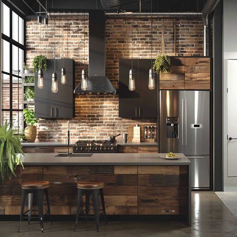 19+ Two Tone Kitchen Cabinets Ideas That Elevate Industrial Chic • 333+ Art Images Industrial Open Kitchen, Industrial Interior Design Kitchen, Kitchen With Two Tone Cabinets, Small Industrial Kitchen, Industrial Kitchen Cabinets, Kitchen Ideas Industrial, Industrial Design Kitchen, Industrial House Interior, Industrial Kitchen Design Ideas