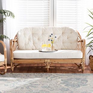 Rattan Loveseat, Affordable Dining Room Sets, Modern Loveseat, Rattan Sofa, Baxton Studio, Modern Bohemian, Upholstered Sofa, Natural Brown, Room Sofa