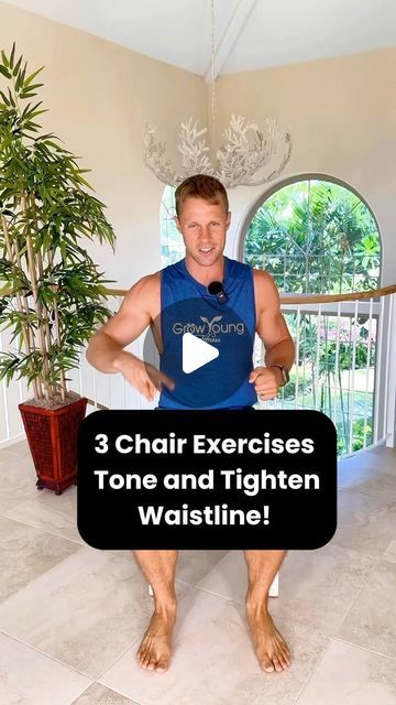 Grow Young Fitness on Instagram: "3 chair exercises that designed for seniors - these easy movements will tone and tighten your waistline 🔥#seniorfitness #exerciseforbeginners #beginnerworkout #athomeworkout #beginnerworkout #chairworkouts #chairworkout #physicaltherapy" Muffin Top Chair Exercises, Chair Exercises For Abs Flat Stomach, Chair Exercises For Seniors Over 50, Chair Exercises For Seniors, Chair Exercises For Abs, Chair Fitness, Plate Exercise, Chair Exercise, Exercises For Seniors