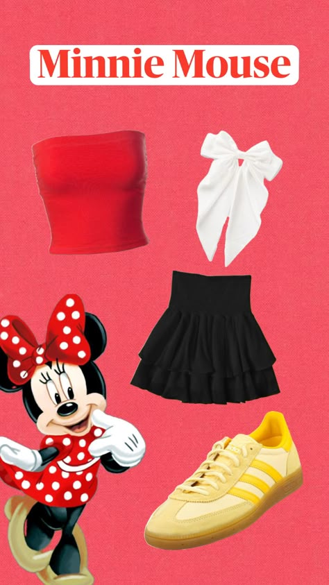 Minnie Mouse inspired outfit!❤️⭐️🐭 What character should I do next? #fyp #f4f #l4l #minniemouse #disney Family Disney Bounding, Minnie Mouse Inspired Outfit, Fnaf Inspired Outfits, Disney Characters Dress Up, Newjeans Powerpuff, Disney Minnie Mouse Outfit, Minnie Mouse Halloween Costume, Disney Princess Inspired Outfits, Disney Character Outfits