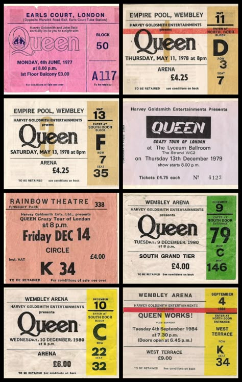 Queen Tickets, Whyt Manga, Old Ticket, Queen Concert, Muzică Rock, Queens Wallpaper, Queen Poster, Concert Ticket, Queen Aesthetic