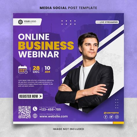 Webinar Template Design, Online Webinar Poster Design, Webinar Template, Corporate Social Media Post, Webinar Design, Corporate Social Media, Online Jobs For Teens, Keyword Elements Canva, Types Of Social Media